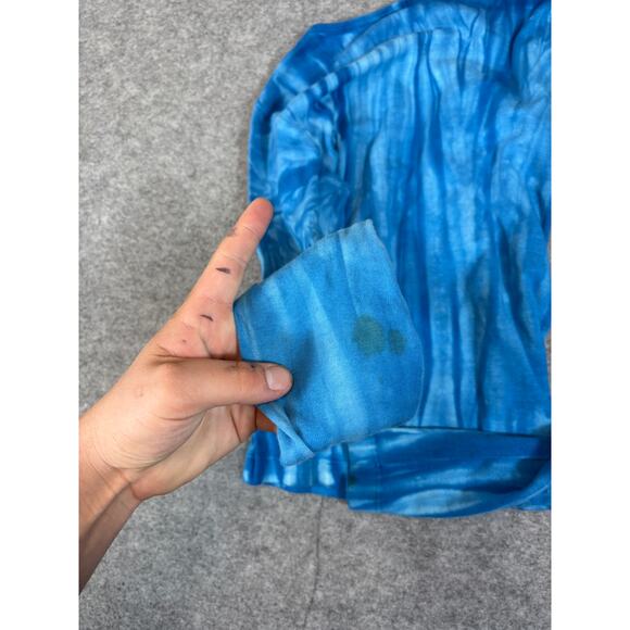 Yogi Shirt Womens Top Medium Blue Tie Dye OM Symbol Boho Hippie Festival Y2K - Picture 7 of 9